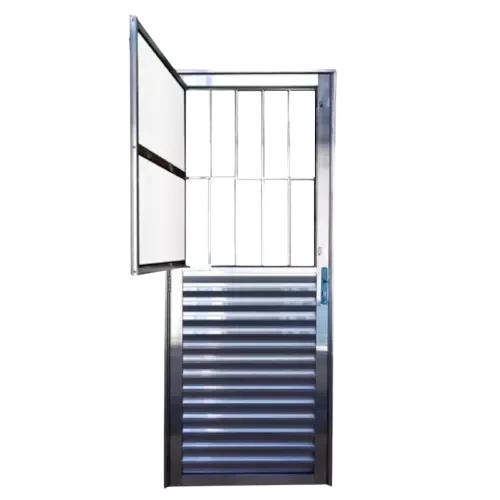 Porta Aluminio Com Postigo 210X80 Brilhante Direita Dl Esquadrias