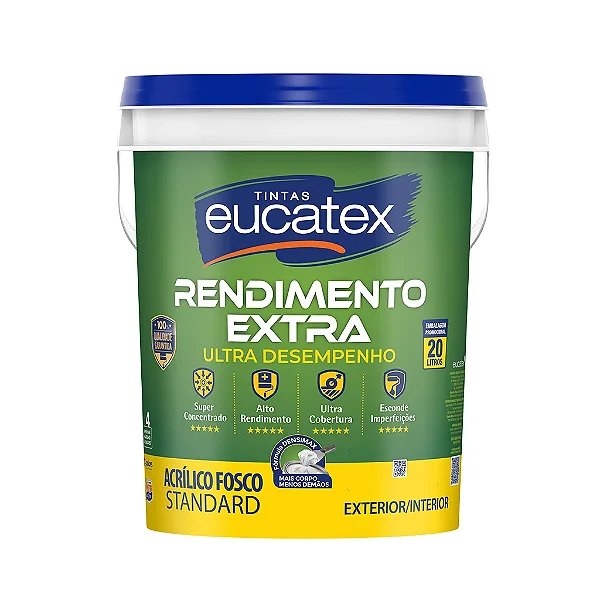 Tinta Acrílica Fosco Rende Extra 20L Branco Eucatex