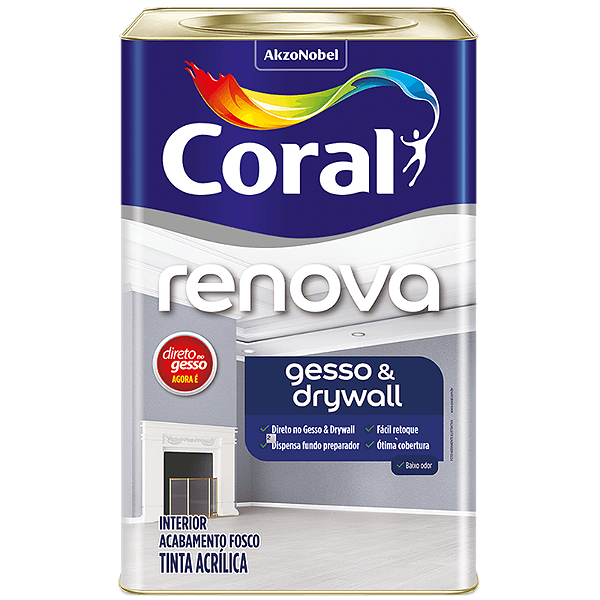 Tinta Acrilica Renova Gesso & Drywall 18L Branco Direto No Gesso Coral