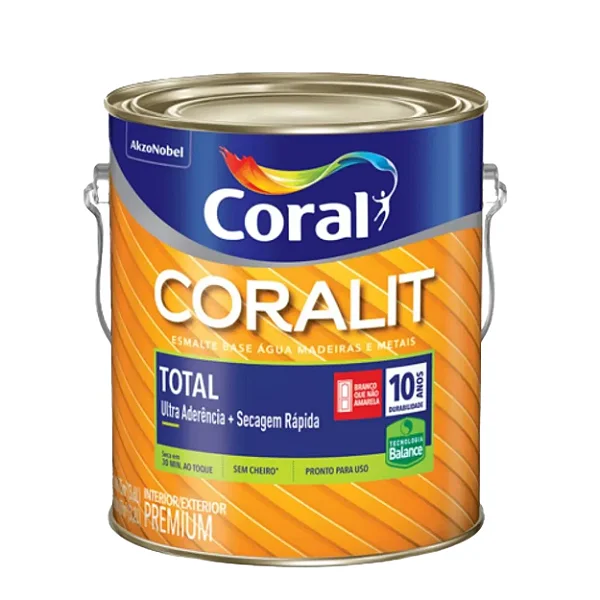 Esmalte Base Agua Coralit Total Acetinado Branco Secagem Rapida 3,6L Coral