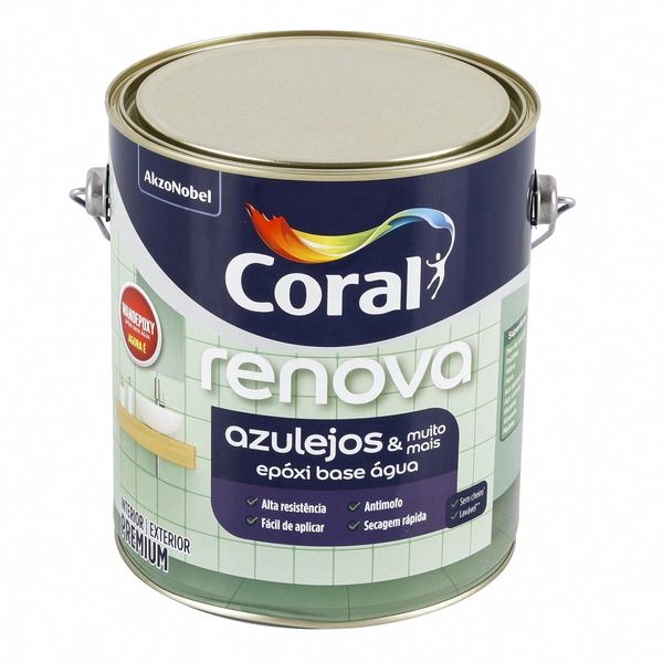 Esmalte Epoxi Base Agua Renova Azulejos Wandepoxy Acetinado Branco 3,6L Coral