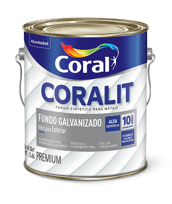 Fundo Galvanizado Coralit Fosco Branco 3,6L Coral