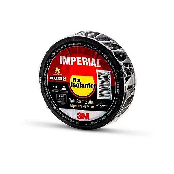 Fita Isolante 18 mm X 20 m Preto Imperial Slim 3M