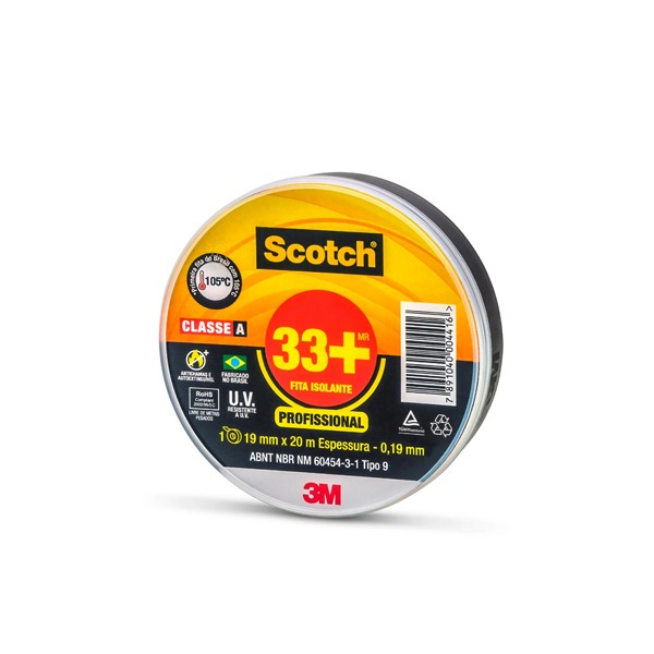 Fita Isolante 19mm X 20m Preta Scotch 33+ 3M