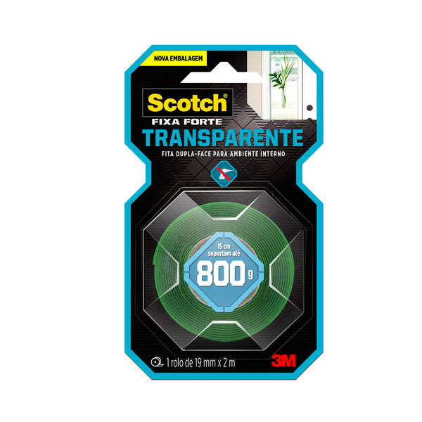 Fita Dupla Face 24 mm X 2 m Transparente Scotch Fixa Forte 3M