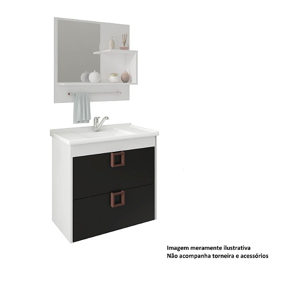 Armario Kit Lirio 60 Branco / Preto Mgm