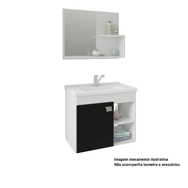 Armario Kit Lotus 55 Branco / Preto Mgm