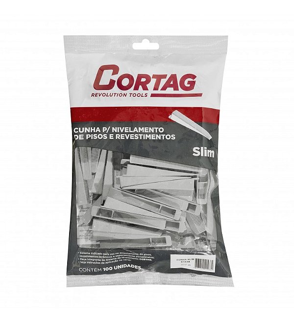 Cunha Para Nivel Slim 100 Pecas 61538 Cinza Cortag