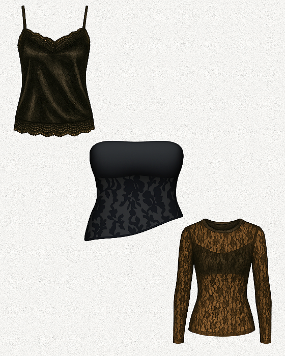 Kit Renda: Blusa Hannah, Blusa Bruna e Blusa Maria Antônia