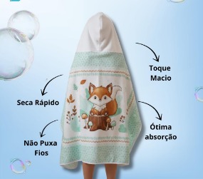 Toalha de banho bebês - Dohler com capuz e forro de fralda