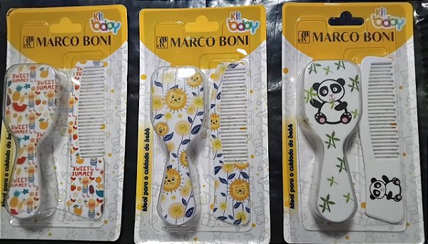 Kit Infantil Bebê Escova E Pente Cabelo Baby Marco Boni