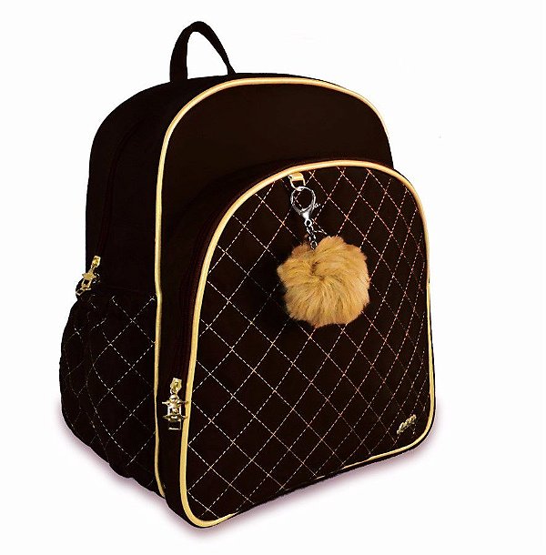 Mochila Maternidade Matelassê Marrom Gold