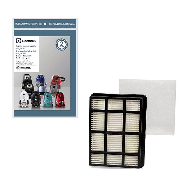 Kit Filtro Hepa + 3 Sacos para Aspirador de Pó Electrolux Equipt EQP01 e EQP02