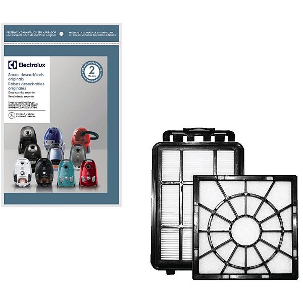 Kit Filtro + 3 Sacos para Aspirador de Pó Electrolux Equipt EQP10 e EQP20