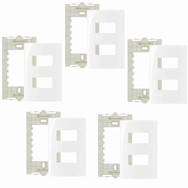 5 Conjuntos  MarGirius Sleek Placa 4x2" + Suporte - 2 postos separados - 16024