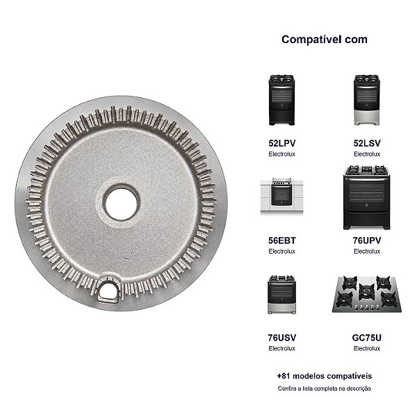 Coroa Queimador Rápido para Fogão Electrolux - 10,7cm