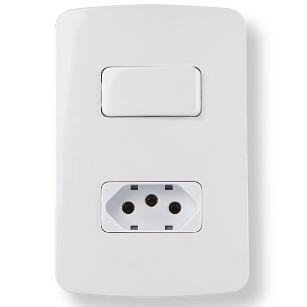 Conjunto 4×2” 1 interruptor simples 10A 250V~ + 1 tomada 2P+T 20A 250V~