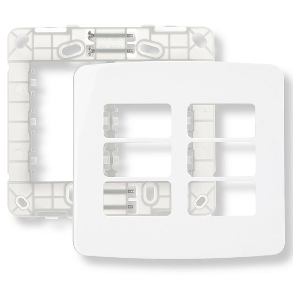 Placa com Suporte 4×4 6 postos horizontais B3 – Branco