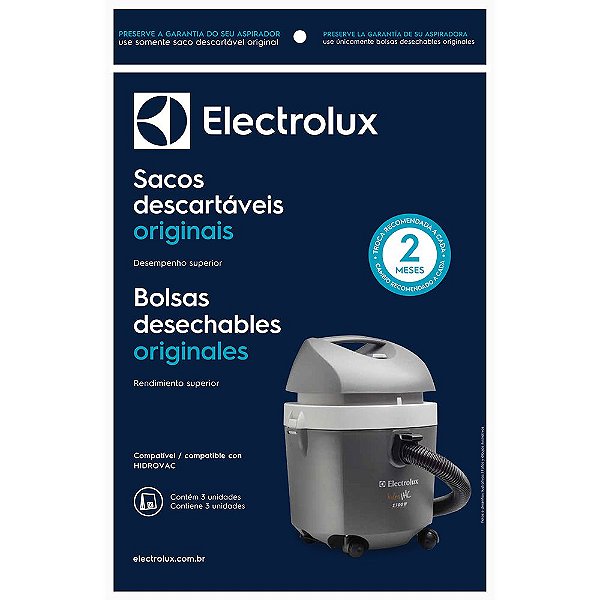 3 Sacos Descartáveis para Aspirador de Pó Electrolux Hidrovac - CSEHV