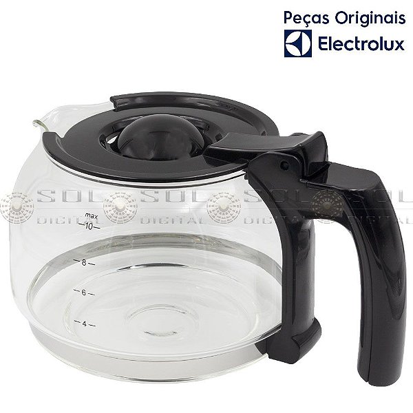 Jarra de Vidro 1,25 L Original para Cafeteira Electrolux CME11 com tampa preta