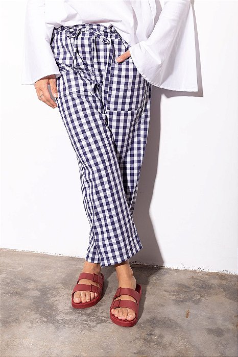 Calça Midi Vichy Marinho