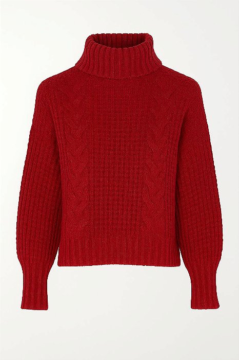 Blusa de Tricô Feminina Vermelha Gola Alta