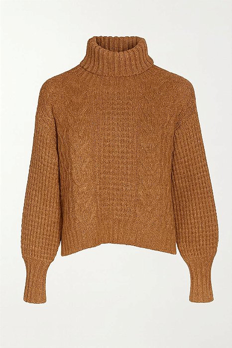 Blusa de Tricô Feminina Caramelo Gola Alta