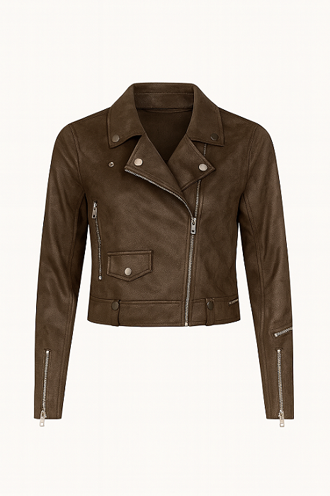 Jaqueta  Biker Feminina com Zíperes