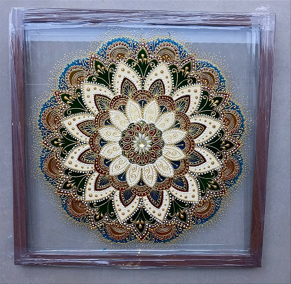Mandala decorativa Janair - quadro decorativo pintado em vitral