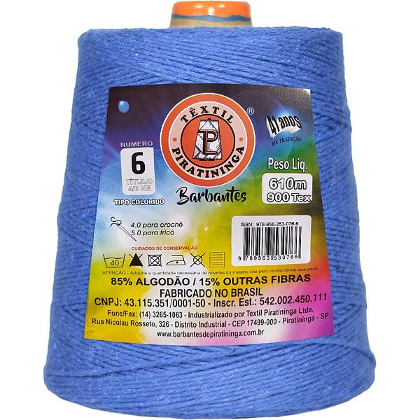 Barbante Colorido 600g 4/6 Fios 610m Azul Royal Un  Barb. Piratininga