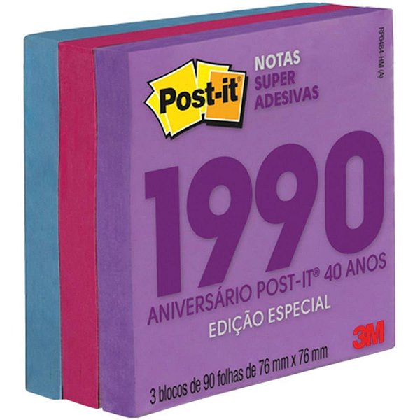 Bloco De Recado Post-It Coleção Anos 1990 76x76mm Pct.C/03 Hb004660336 3m