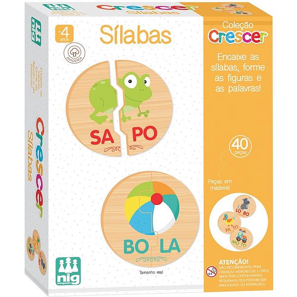 Brinquedo Educativo Silabas Em Madeira 40pcs Un 0451 Nig Brinquedos