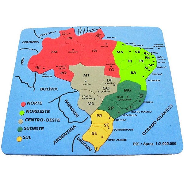 Brinquedo Pedagógico Eva Mapa Do Brasil 19 Pcs Un 5711 Evamax