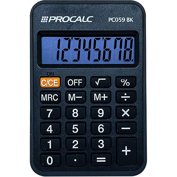 Calculadora De Bolso 8 Dígitos Preta Un Pc059-Bk Procalc