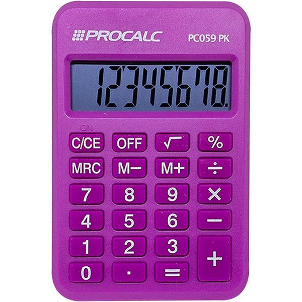 Calculadora De Bolso 8 Dígitos Rosa Un Pc059-Pk Procalc