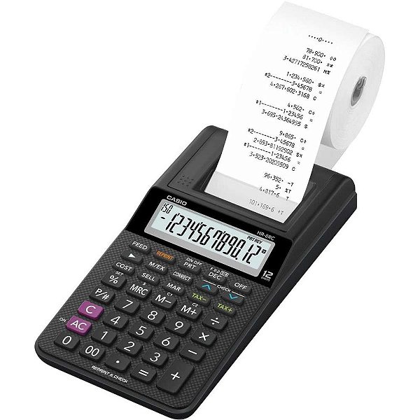 Calculadora De Impressão 12 Dig. Disp.Lcd Preta C/Fonte Un Hr-8rc-Bk-Dc Casio