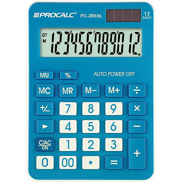 Calculadora De Mesa 12 Dig. Grd.Azul Pc286 Bl Un 7760 Procalc