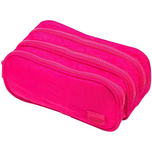 Estojo Tecido Nylon Gd 3ziperes Pink Un Et0142 Brw