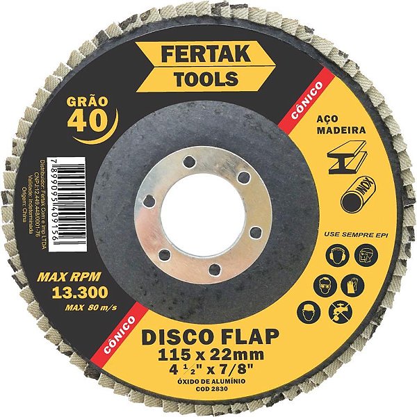 Ferramenta Diversa Disco Flap 4-1/2 Con 4-1/2pole Cx.C/10 2829 Fertak