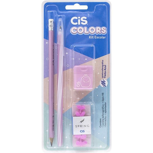Kit Escolar Cis Colors 4pcs Rosa Kit 46.3721 Sertic