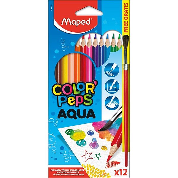 Lápis De Cor Aquarelável Color Peps 12cores+Pincel Un 836011zv Maped