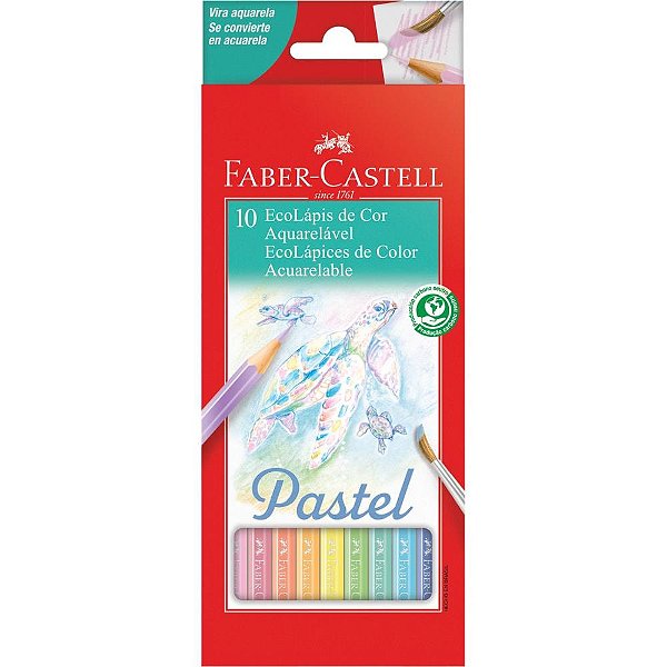 Lápis De Cor Aquarelável Ecolapis 10 Cores Pastel Pct.C/12 120210p Faber-Castell
