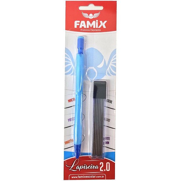 Lapiseira 2.0mm Azul + Refil Grafite Blister Fls02 Famix