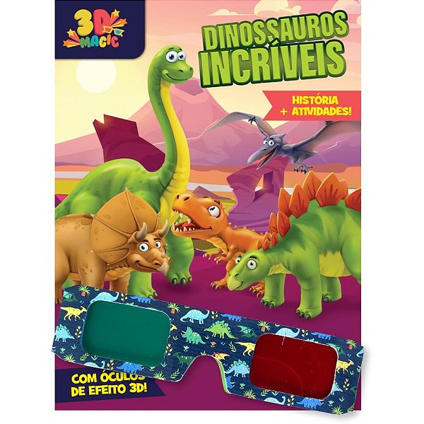 Livro Infantil Colorir Dinossauros 3d Magic 16pgs Un D8066 Dcl
