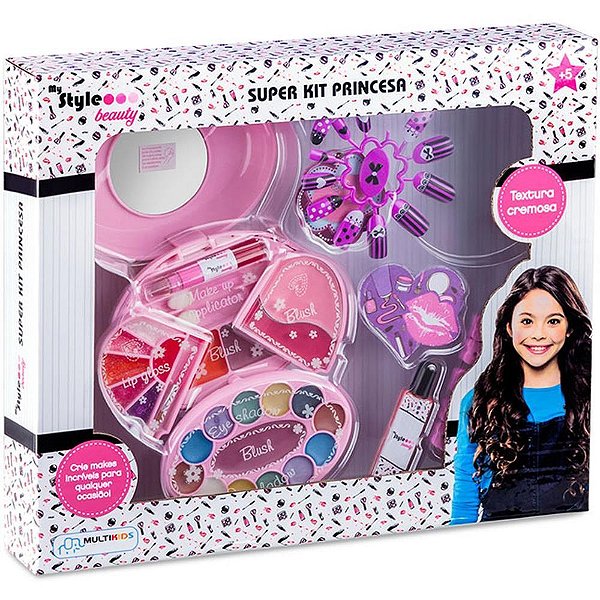 Maquiagem E Beleza Infantil My Style Beauty Super Kit Prin Kit Br1333 Multikids