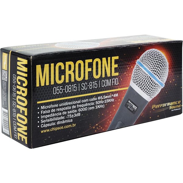 Microfone Alta Frequência C/Fio Preto Un 055-0815 Santana Centro