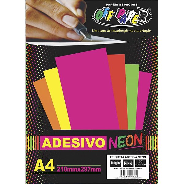 Papel A4 Neon Adesivo Laranja 100g. Cx.C/20 0849 Off Paper