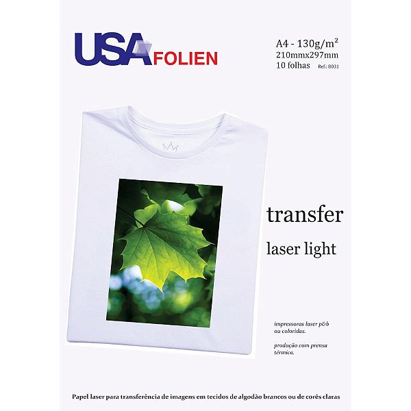 Papel Transfer Laser A4 130g P/Tecido Claro Pct.C/10 8031 Usa Folien