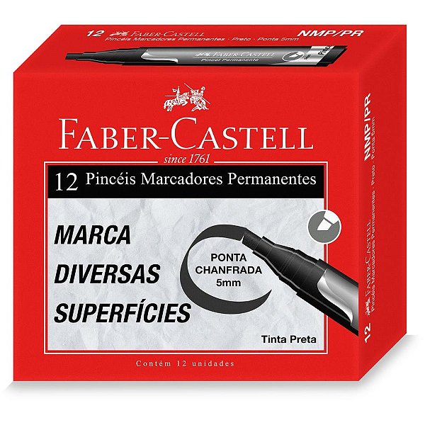 Pincel Marcador Permanente Preto Cx.C/12 Nmp/Pr Faber-Castell