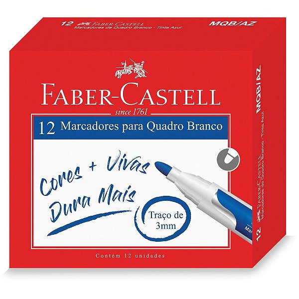 Pincel Quadro Branco Azul Cx.C/12 Mqb/Az Faber-Castell